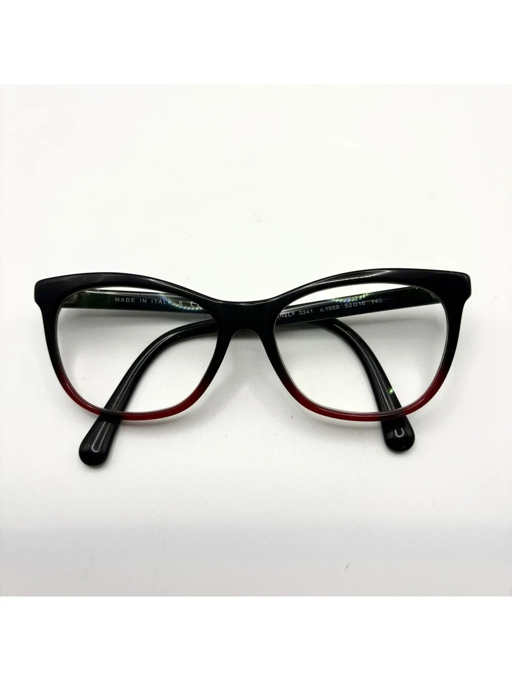 Chanel Eyeglasses 3341 c.1559 Butterfly Black Red 52/16/140 Italy FRAMES ONLY